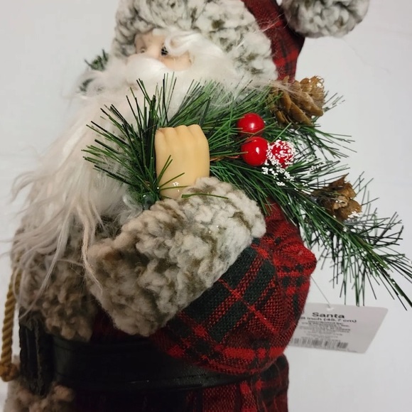 All 3 Merry Brite 18" Santa Figurine Holding Staff & Sack Country Farmhouse Doll - Picture 9 of 15